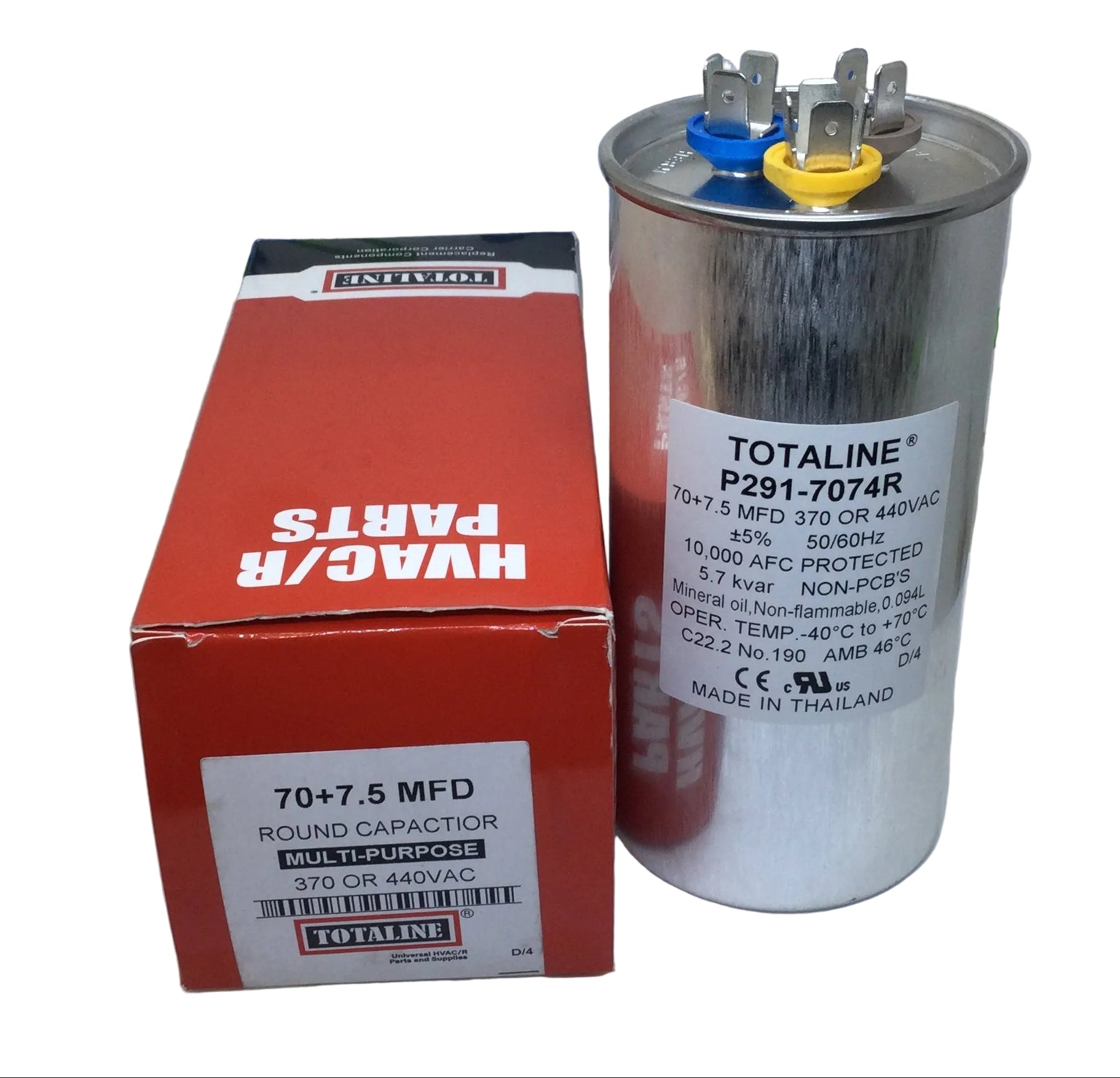 CAFF TERRACE Familia 流星　SEC シリアル Totaline P291-7074R 70+7.5MFD +/-5% 370/440V 50/60Hz 70c/-40c Capacito