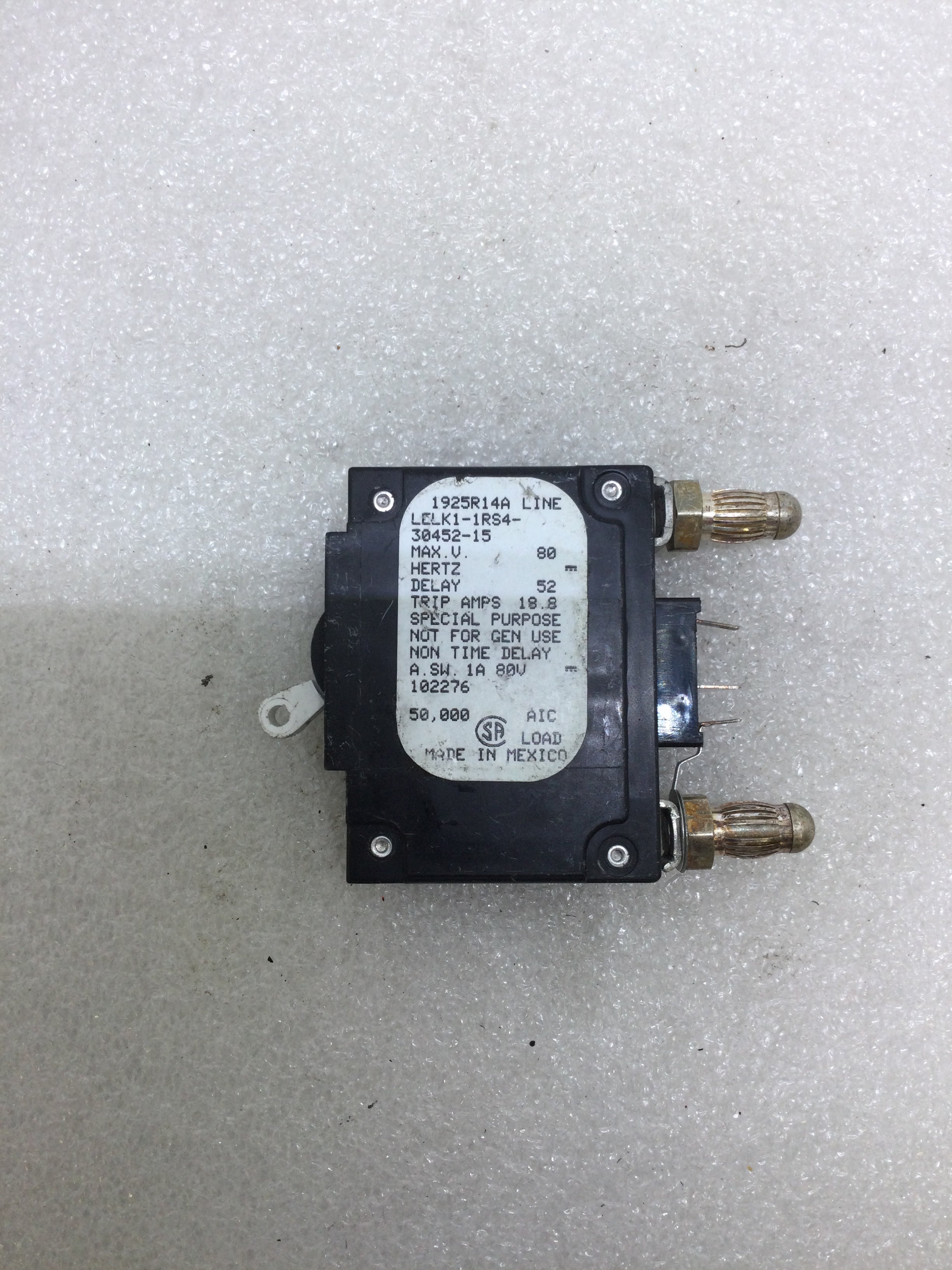 Airpax LELK11RS43045215 15 Amp 80 Volt Bullet Breaker