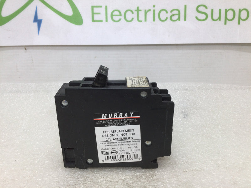 Murray/Crouse Hinds MP1515, MP1515N 15-15 Amp 240v Twin Tandem Circuit Breaker Type MH-T