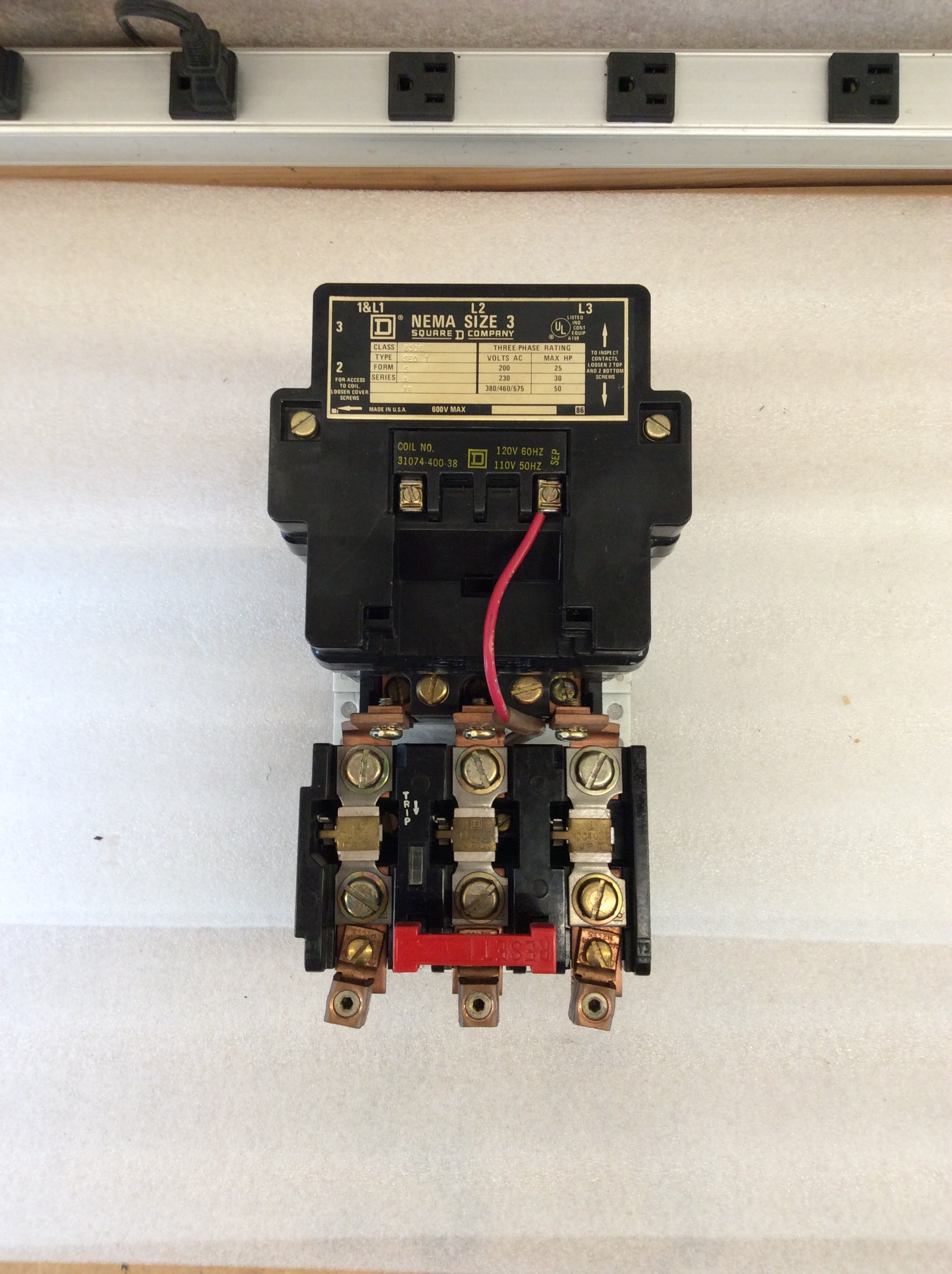 Square D 8536-SEO1 Nema Size 3 Motor Starter Form S Series A 3Ph 575VA