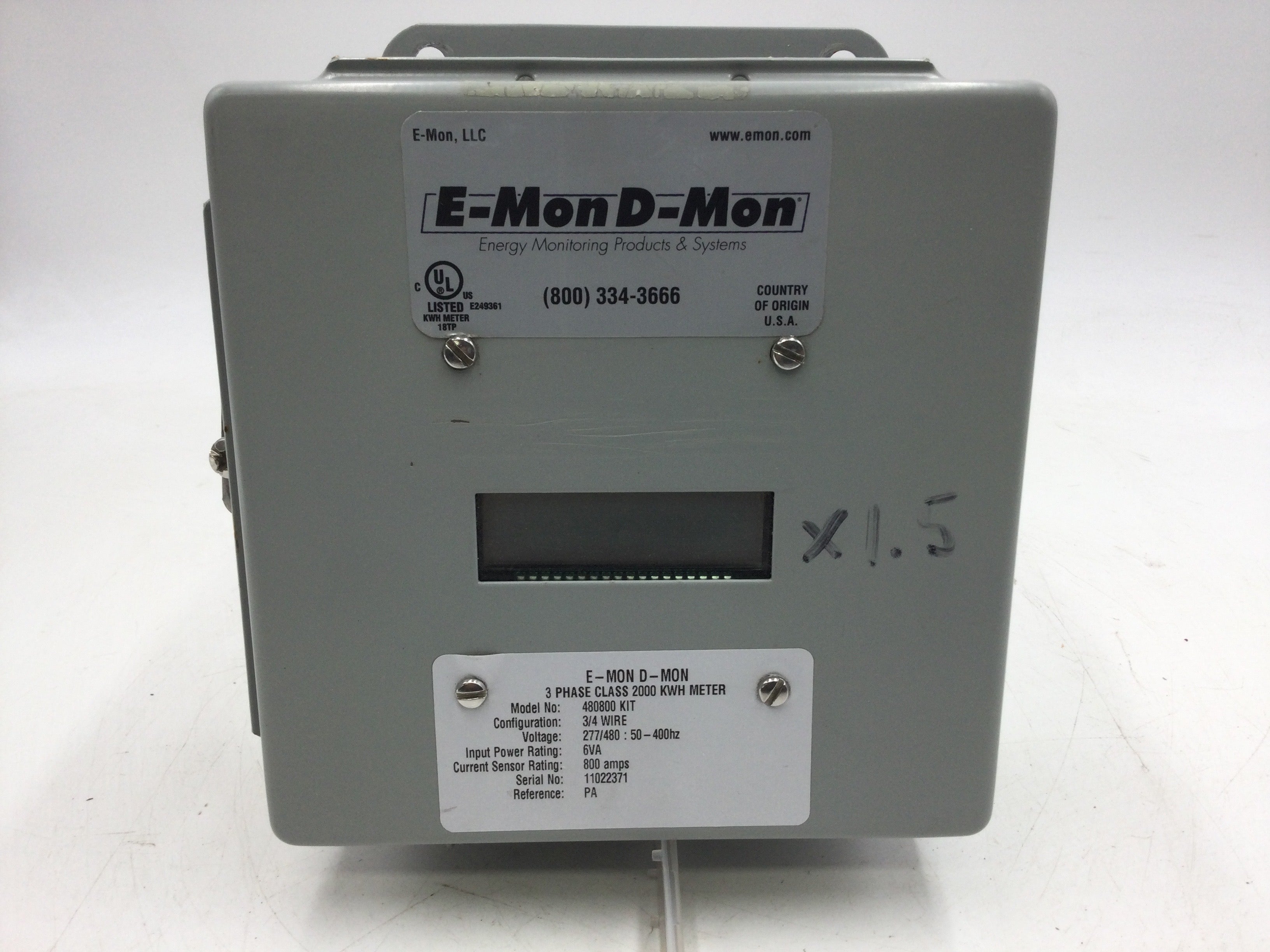 EMon DMon 480800 Kit Meter 800 Amps 277/480V Class 2000 KWH Meter NE