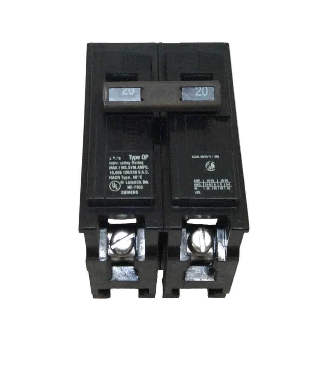 Siemens ITE Q220 20A 2-Pole 240V Circuit Breaker – Plug-In, 10k AIC