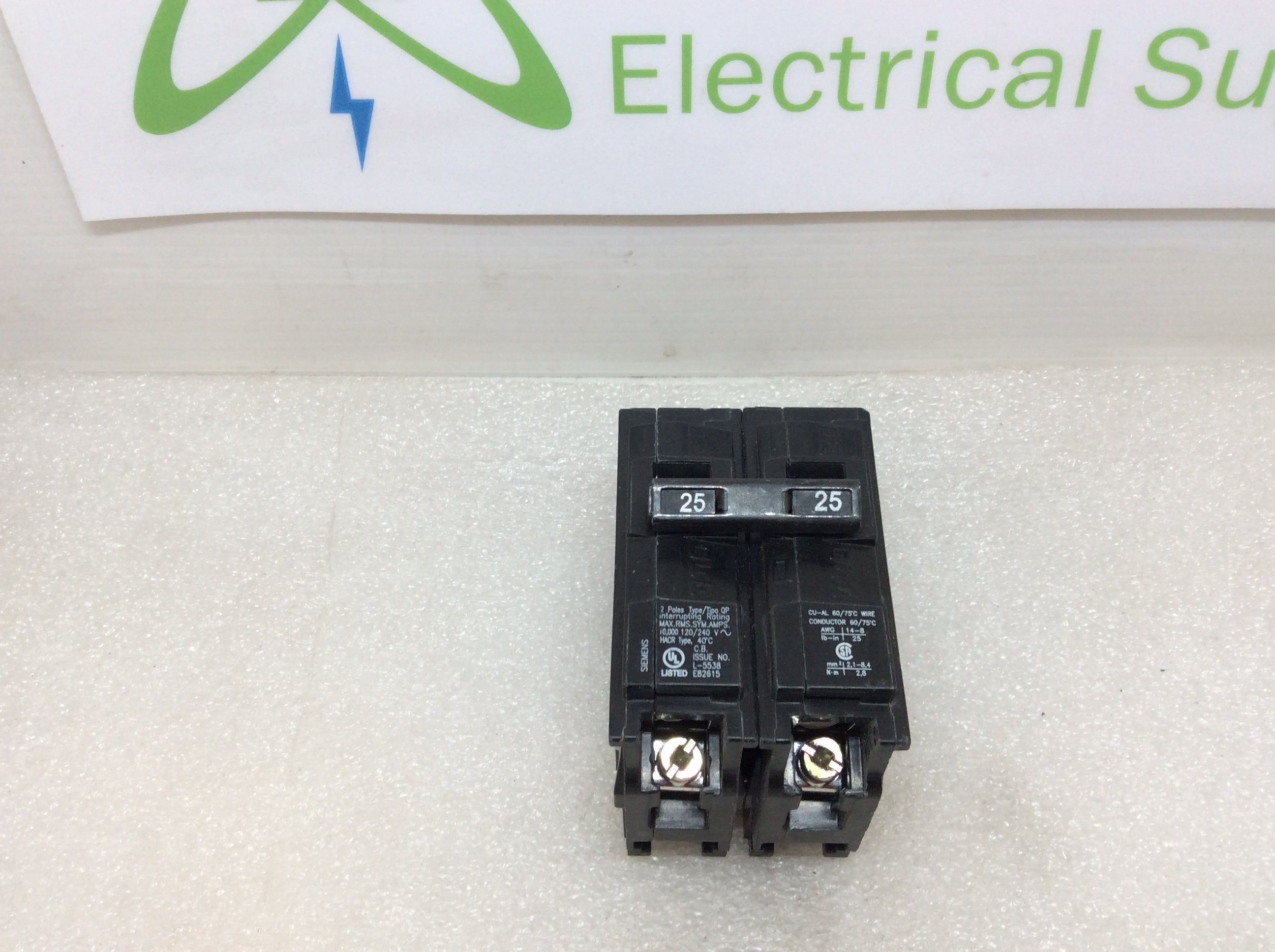 Eaton 25 Amp SIEMENS Q225 25A 120V 2-POLE CIRCUIT BREAKER TYPE QP 20 Amp  Breaker