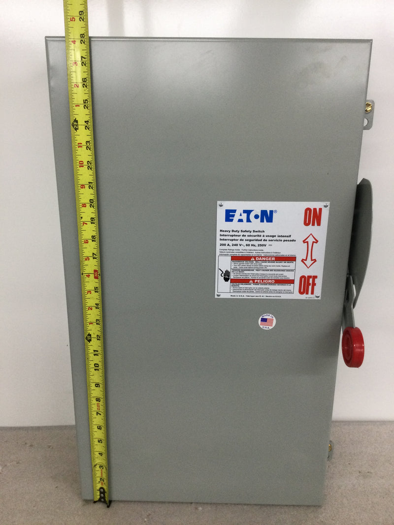 Eaton DH324NGK 200 Amp 240V 4 Wire Nema 1 3 Pole Fusible Safety Disconnect Switch