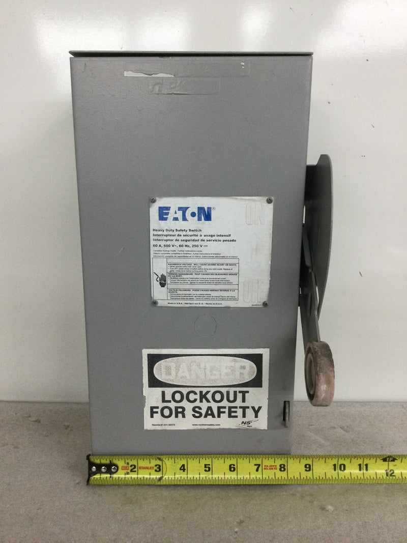 Eaton DH362NGK Heavy Duty Safety Switch 60 Amp 600 Vac 3 Pole