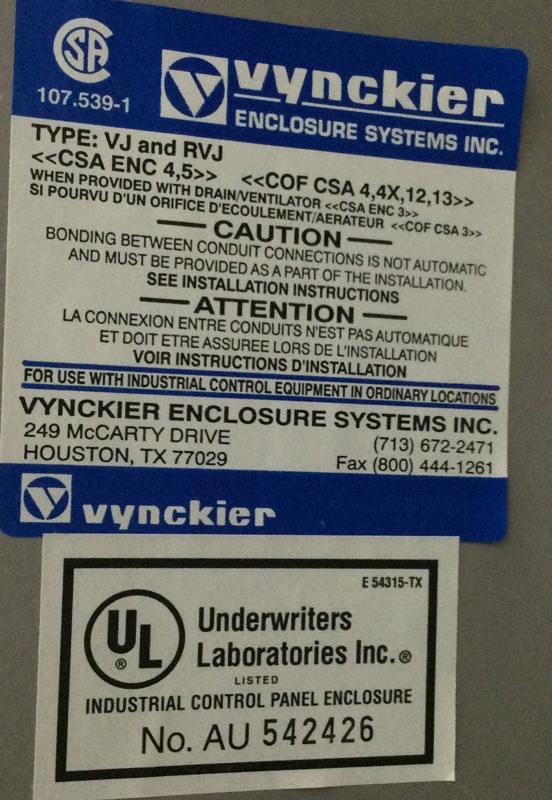 Vynckier - Vynco VJ1614W Enclosure Fiberglass/Polyester 17.320" L x 15.320" W X 6.670" D with rear mounting plate