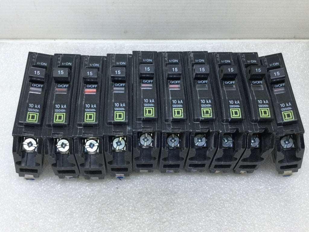 Qob115 Lot of 10 - Square D QOB115 15 Amp 1 Pole 120/240v Bolt-On Circuit Bre
