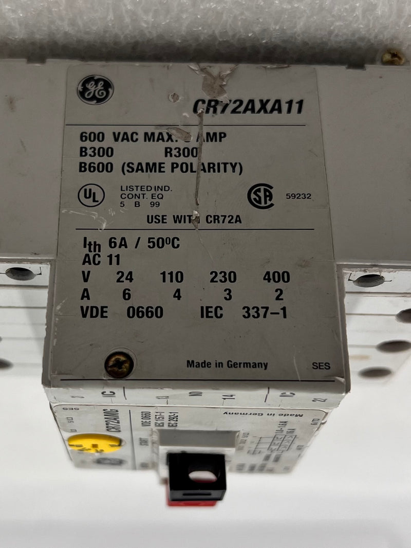 GE CR72AMG Manual Motor Controller 24-660v 1.0-1.6A with CR72AXA11 Aux Contact