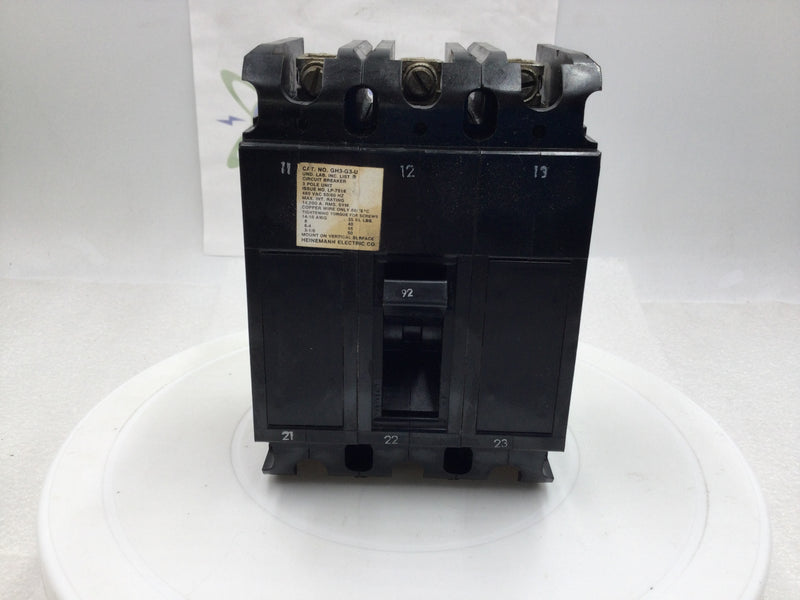 Heinemann Electric Co. GH3-G3-U 92 Amp 3 Pole 480v Circuit Breaker