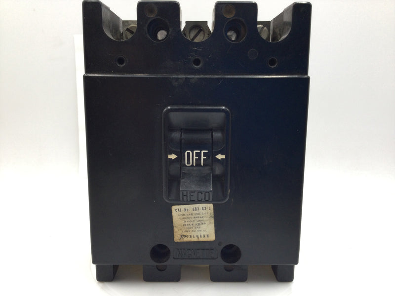 Heinemann GB3-G3 30 Amp 3 Pole 480V Molded Case Circuit Breakers