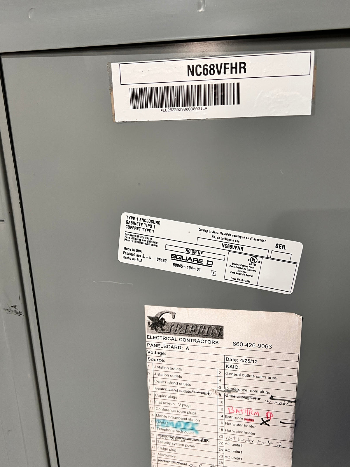 Square D NC68VFHR Panel Door for Type 1 Enclosure 69.5