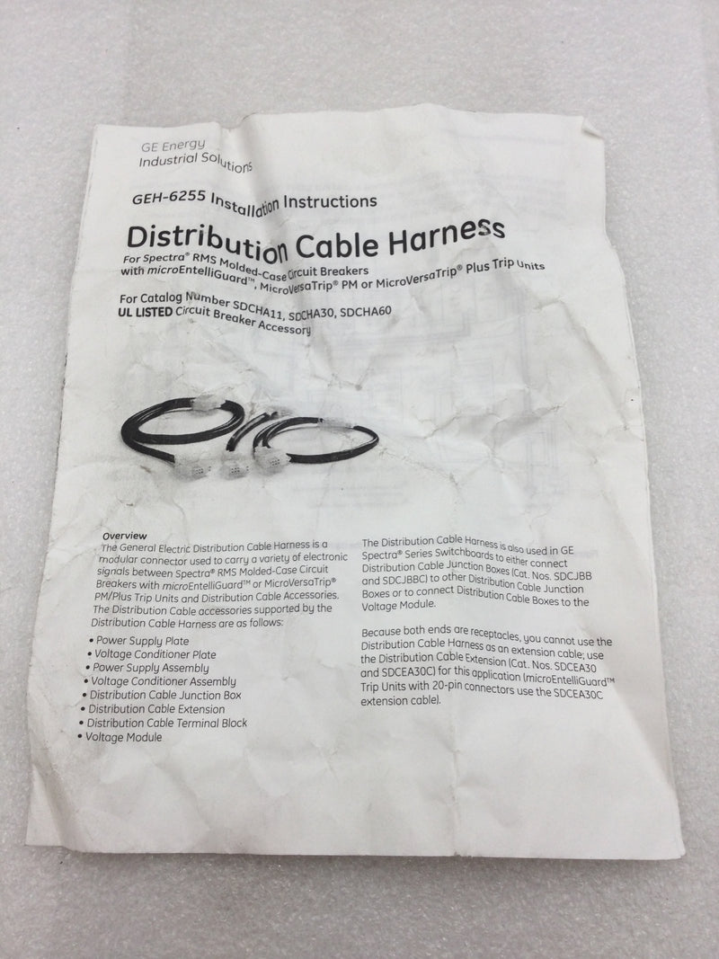 GE General Electric SDCHA30 Distribution Cable Harness 30" in Length