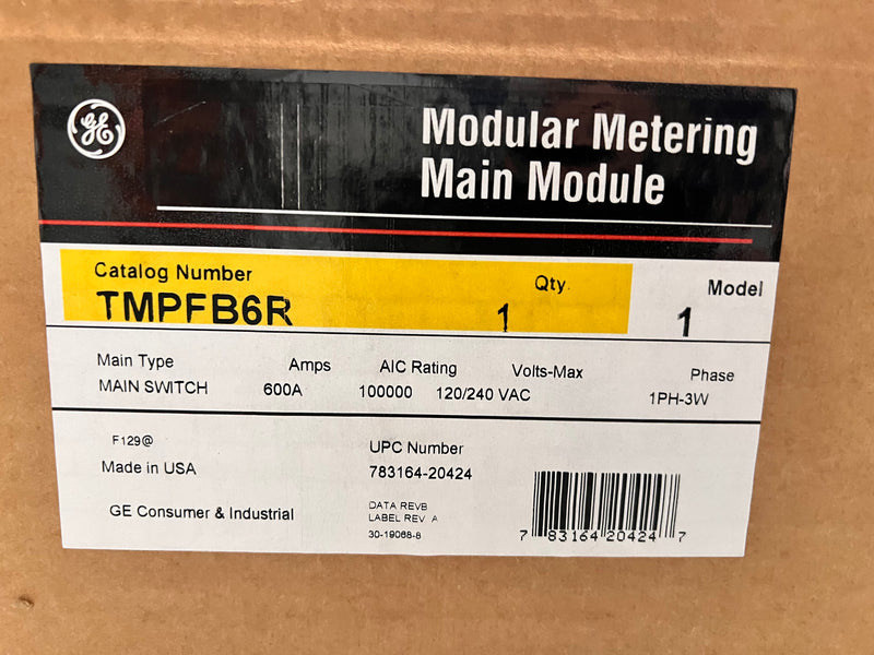 GE TMPFB6R Modular Meter Main Module 600A 120/240v 1 Phase 3 Wire