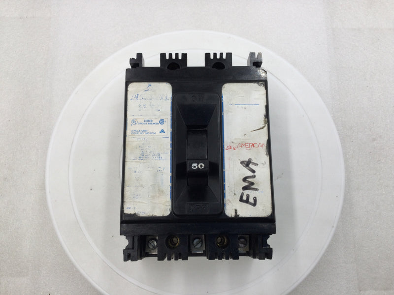 American NEF431050 50 Amp 3 Pole 480V Circuit Breaker - Cosmetic Flaws
