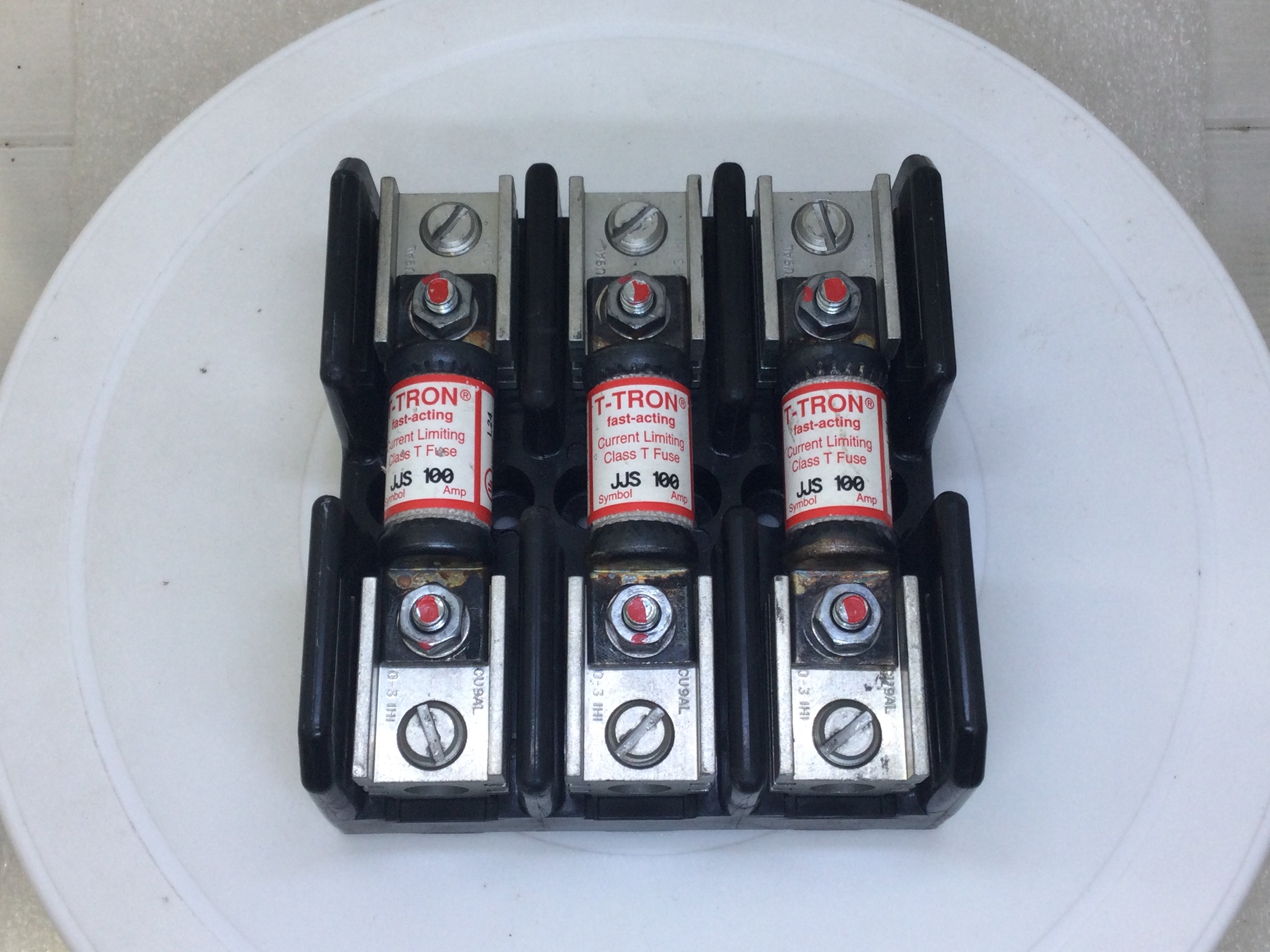 Bussman T60100-3C 100A 600V Class T Modular Fuse Block w/ 3 x JJS100 F