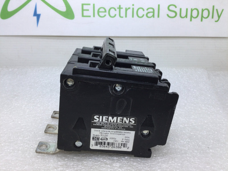 Siemens B3100 3 Pole 100 Amp 240 Volt Type BL Circuit Breaker