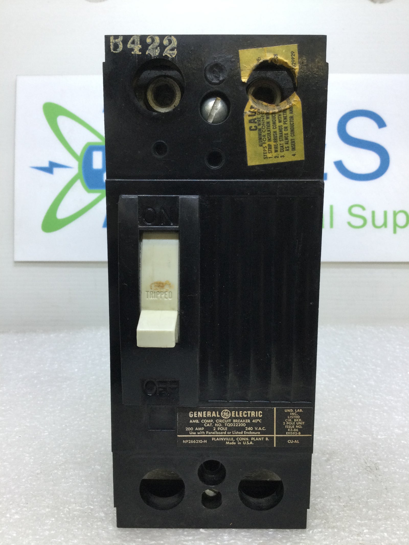 GE General Electric TQD22200/WL 200 Amp 2 Pole 240 Volt Circuit Breaker