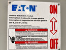 Eaton DG224NRK 200 Amp Single Phase 120/240V Nema3R Outdoor Fused Safety Switch
