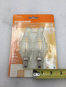 Sylvania X30443 LED2.5B10C/BENT/DIM/827/FIL/RP2 Dimmable LED Flame 2.5W 120V