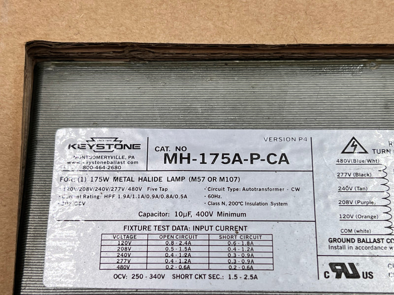 Keystone MH-175A-P-KIT Metal Halide Ballast Kit MH175APKIT