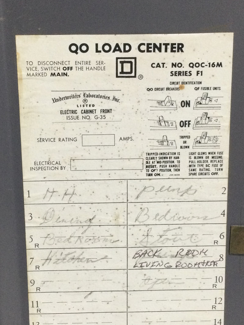 Square D QOC-16M Cover/Door Only with Main 16 Space Series F1 17 3/8" x 11 5/8"