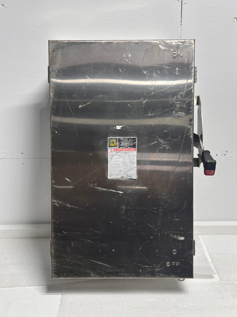 Square D HU364DS Heavy Duty Stainless Steel Non-Fusible Safety Switch 200 Amp 600V 3Ph NEMA 3R