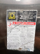 Square D HU364DS Heavy Duty Stainless Steel Non-Fusible Safety Switch 200 Amp 600V 3Ph NEMA 3R