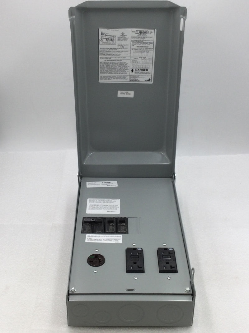 Midwest U038C010 -  100 AMP, 240 V, 4 space 4 Circuit,  temporary power outlet