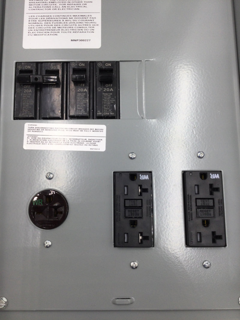 Midwest U038C010 -  100 AMP, 240 V, 4 space 4 Circuit,  temporary power outlet