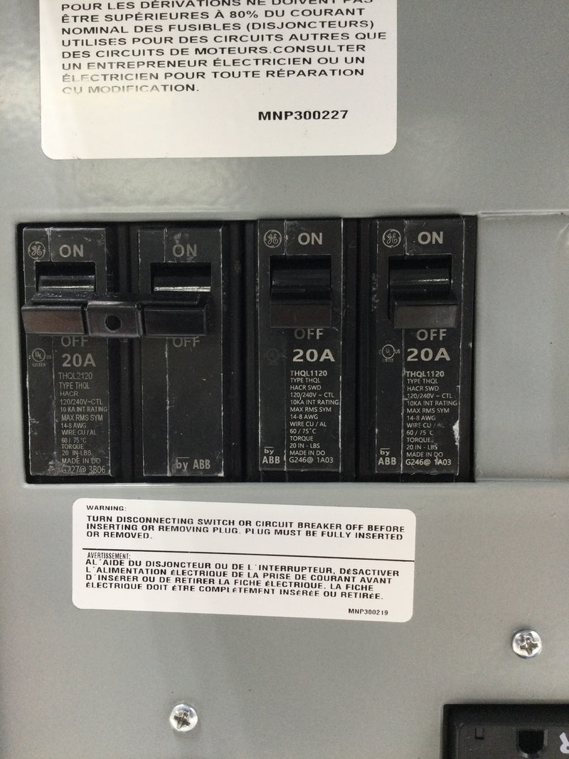 Midwest U038C010 -  100 AMP, 240 V, 4 space 4 Circuit,  temporary power outlet