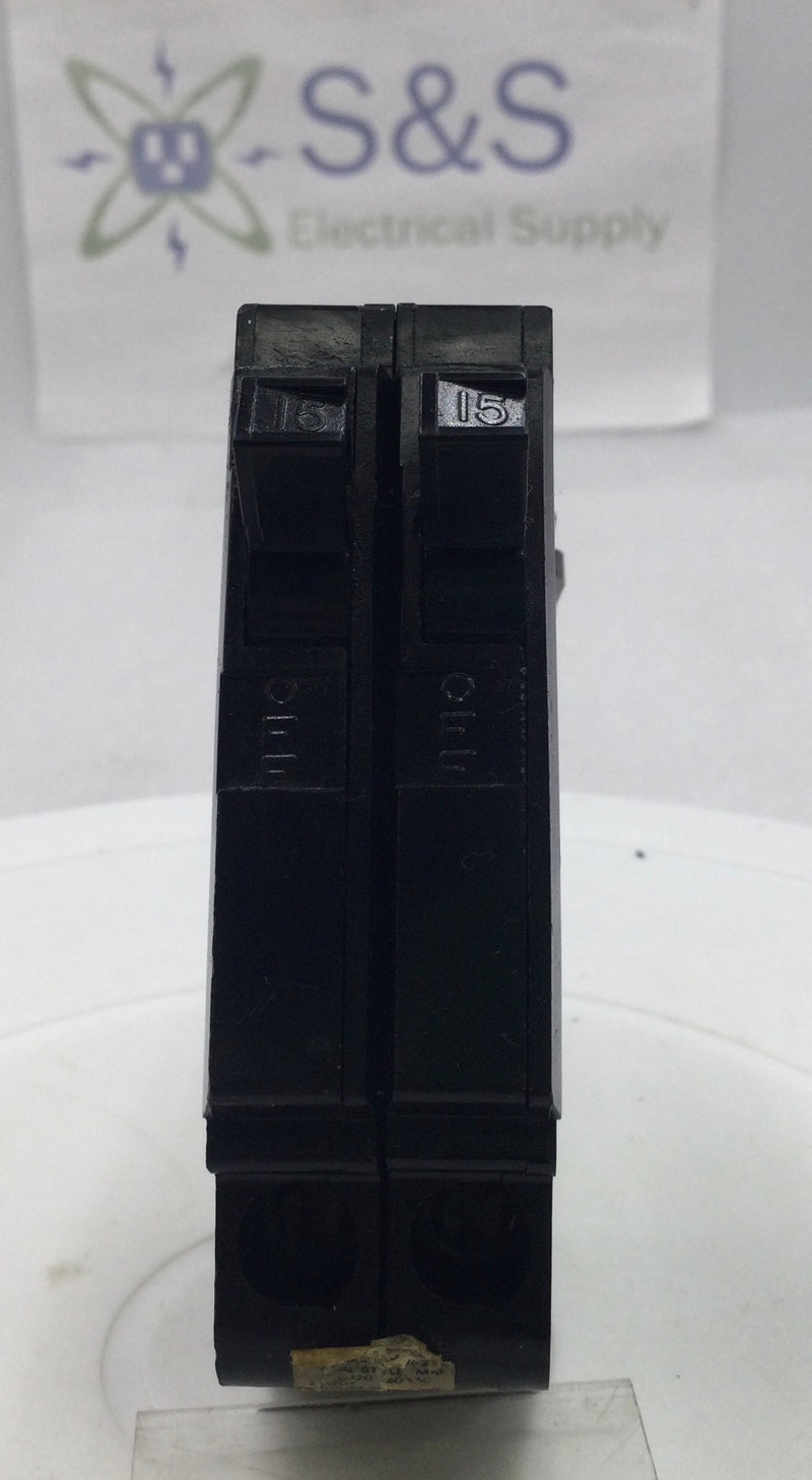 Crouse-Hinds MH215 15 Amp 2 Pole 240V Circuit Breaker - w/ Left & Right Hooks