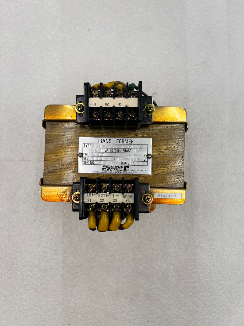 Reliance Electric TSI-2211-1-500S 1 Phase Transformer 500VA PRI: 200-220V SEC: 100,110,115
