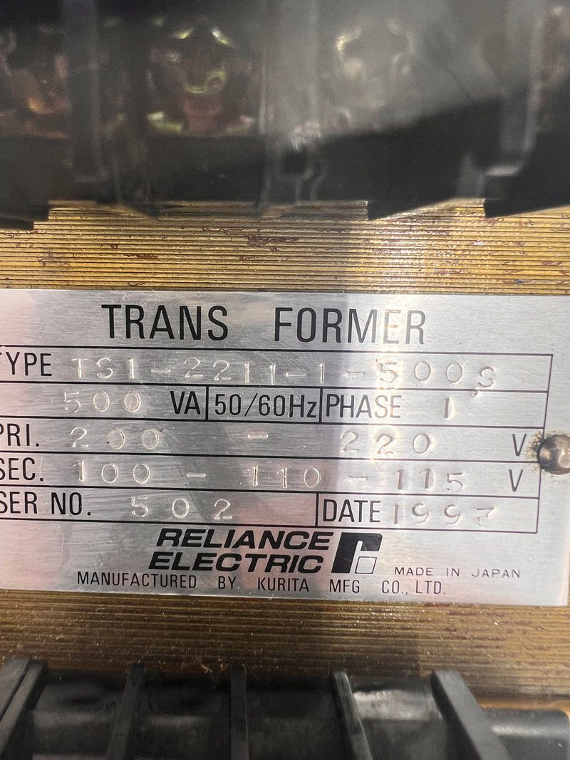 Reliance Electric TSI-2211-1-500S 1 Phase Transformer 500VA PRI: 200-220V SEC: 100,110,115