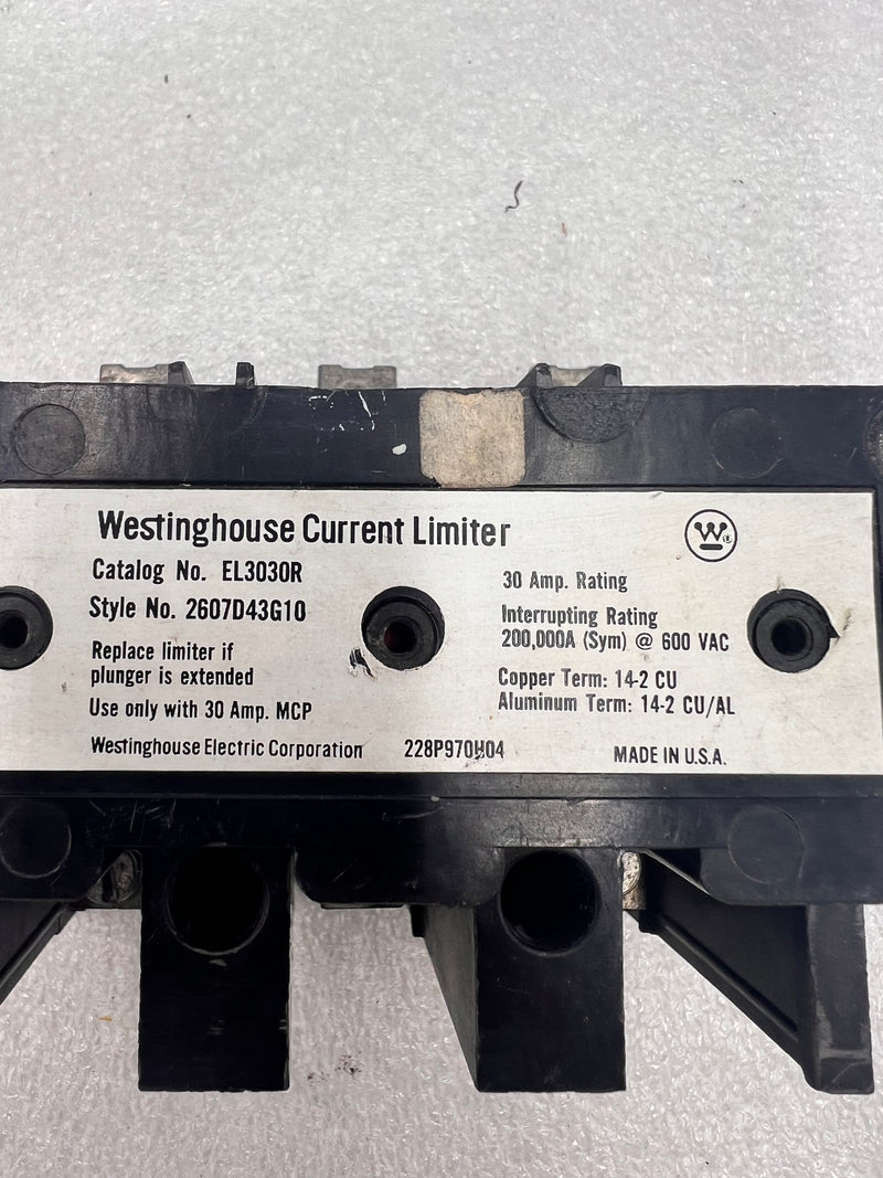 Westinghouse EL3030R Current Limiter 3 Pole 30A 600VCAC Circuit Breaker