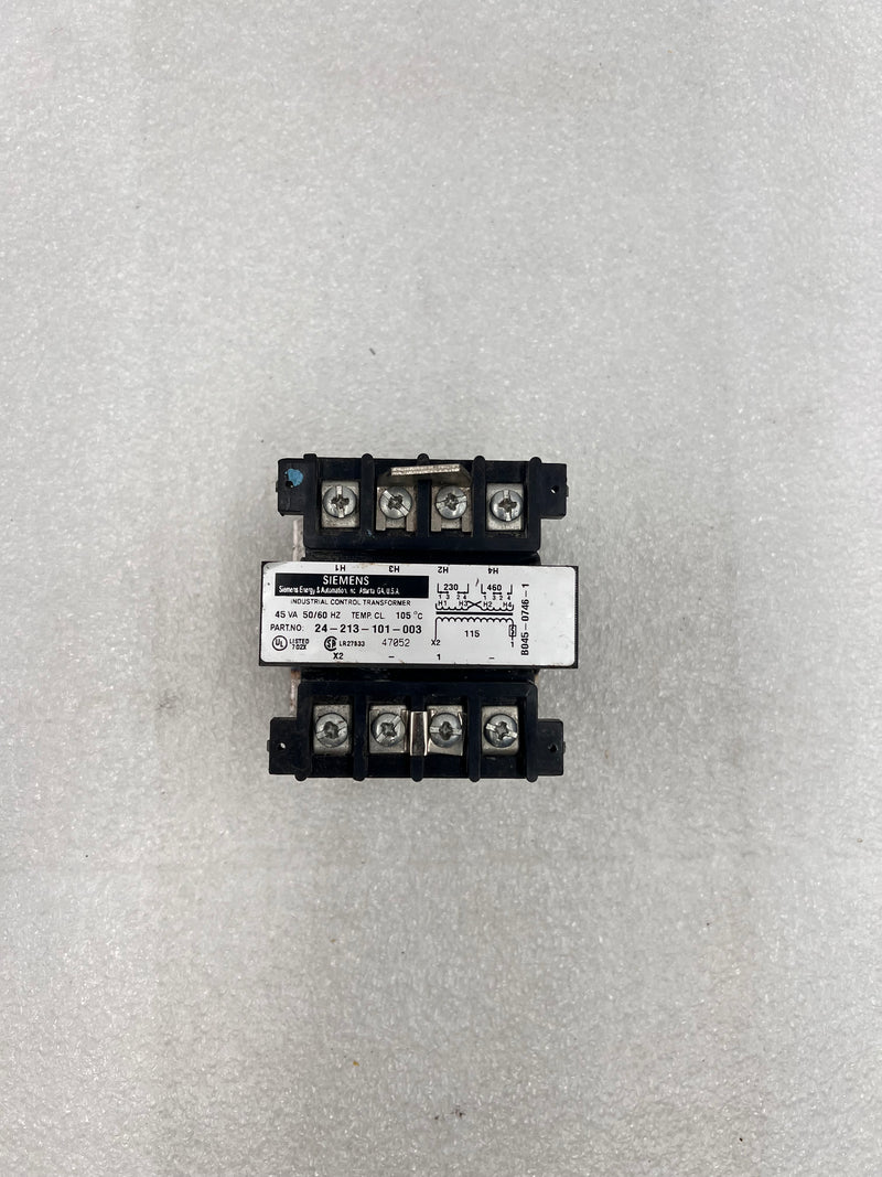 Siemens Industrial Control Transformer 24-213-101-003 50/60Hz PRI: 230-460V SEC: 115V