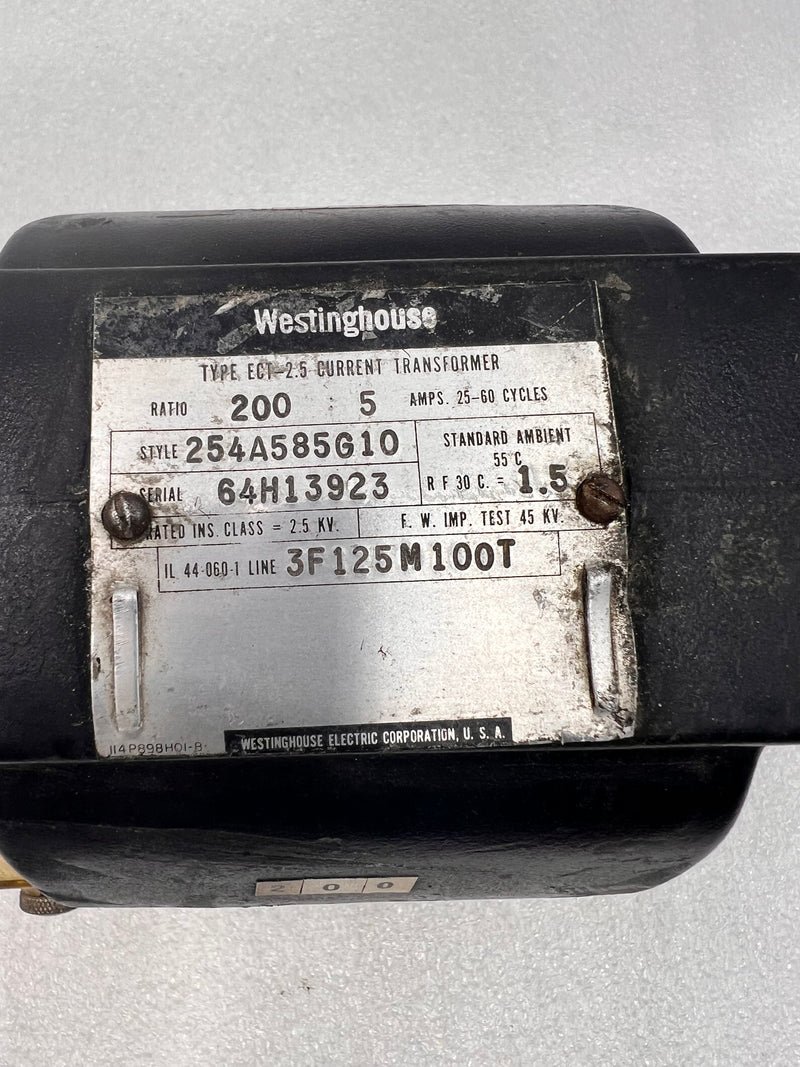 Westinghouse Type ECT-2.5 254A585G10 200:5 Ratio Current Transformer