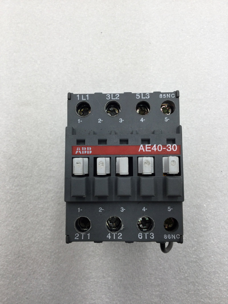 ABB AE40-30 60 Amp 3 Pole 120-600 VAC 3-7.5 HP Contactor with 24 VDC Coil