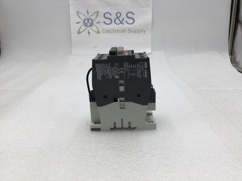 ABB AE40-30 60 Amp 3 Pole 120-600 VAC 3-7.5 HP Contactor with 24 VDC Coil