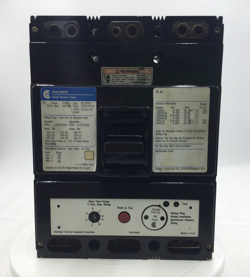 Challenger CSL3400F 400 Amp 3 Pole 600 Volt Circuit Breaker