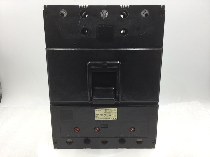 Westinghouse LA3400F 400A Frame 3P 600V w/300A Trip - 1/0-250 MCM Lugs - Flawed