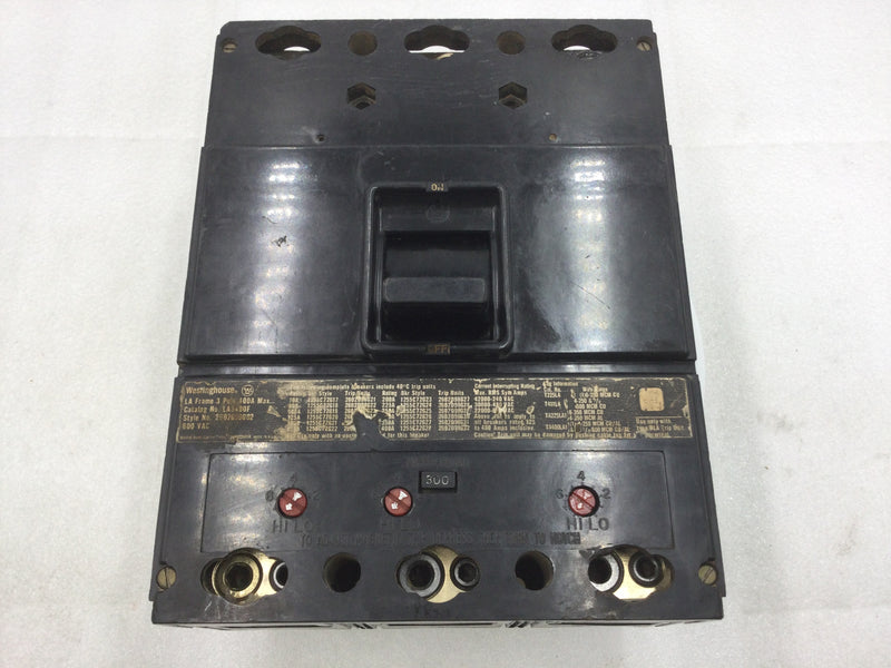 Westinghouse LA3400F 400A Frame 3P 600V w/300A Trip - 1/0-250 MCM Lugs - Flawed