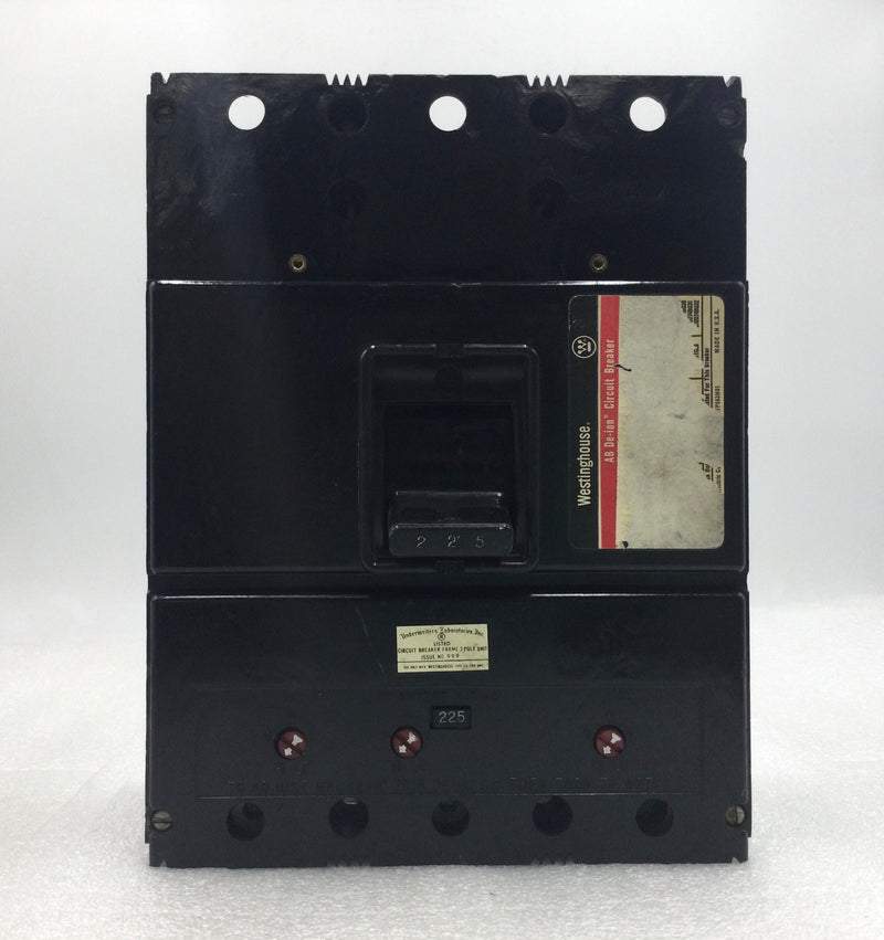 Westinghouse LA3225 225 Amp 3 Pole 600V 6 Lug Circuit Breaker