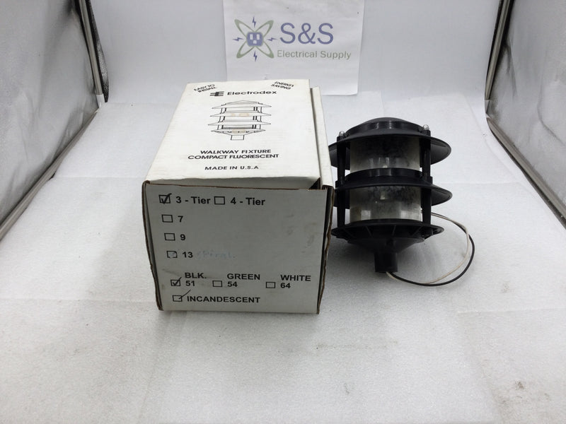 Electrodex 3 Tier Architectural Grade 120 VAC Walkway/Landscape Light Incandescent in Black
