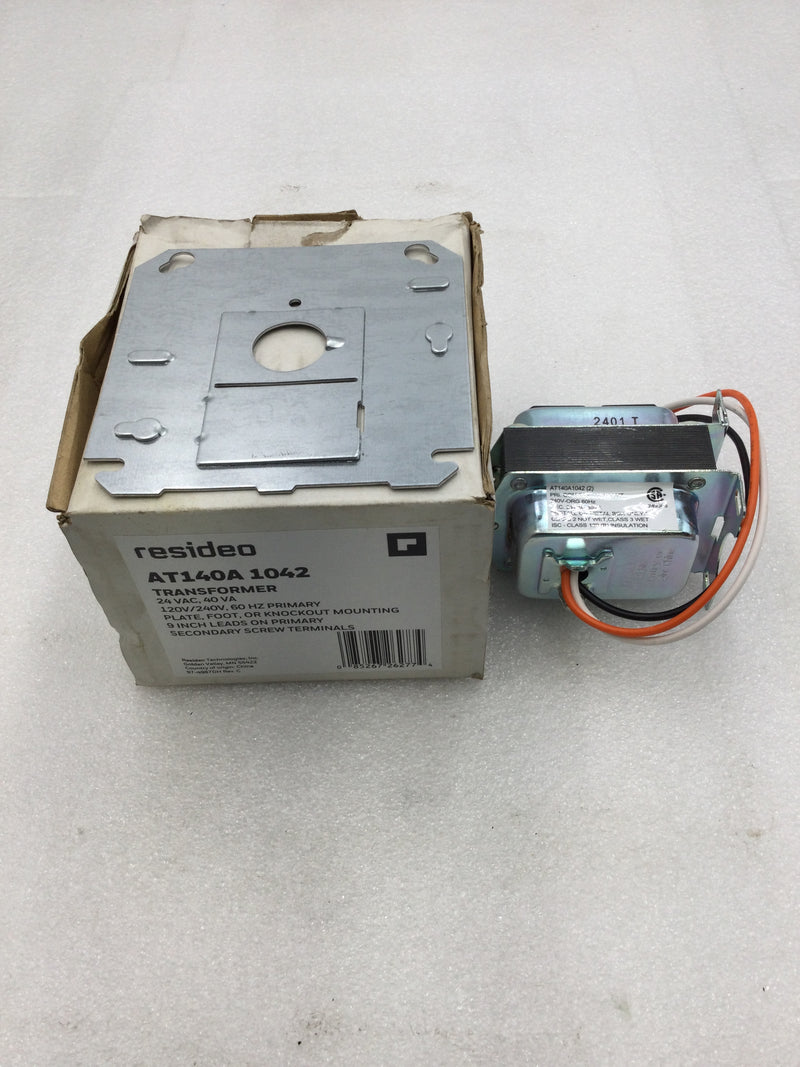 Resideo AT140A1042 Transformer 120/240 VAC Primary 24 VAC 40 VA Secondary w/Mounting Plate