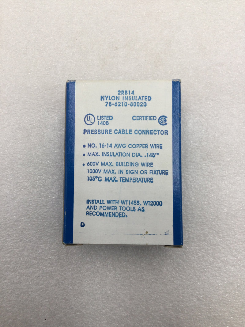 T&B STA-KON 2RB14 #16-14 AWG 600V Cable Connector/Butt Splice - Box of
