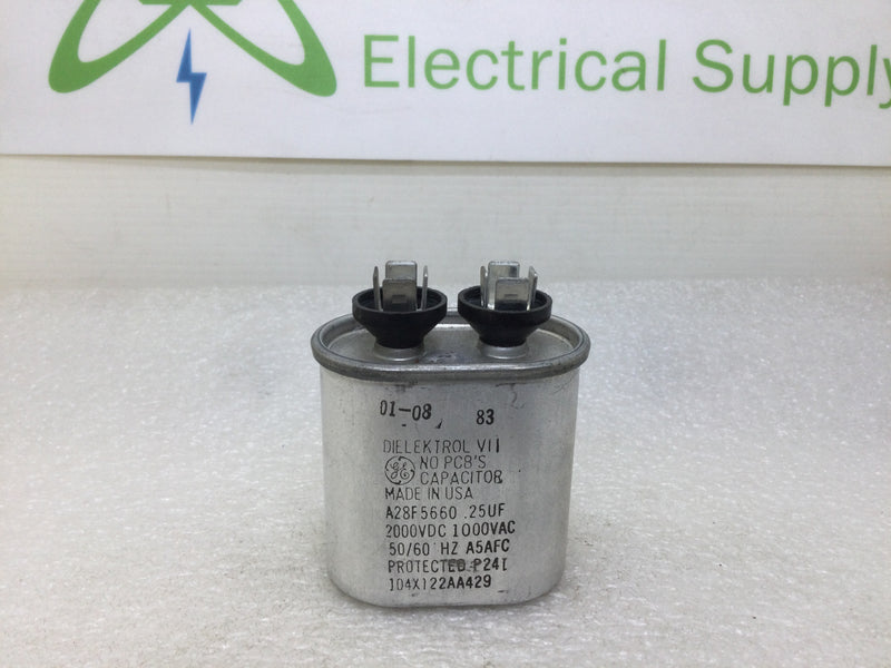 GE Dielektrol VII Capacitor A28F5660 25uF 2000VDC 1000VAC 50/60Hz