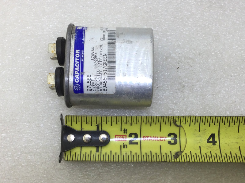 GE General Electric 27L566 7.5uf 6+/-6% 370Vac 50/60hz Oval Capacitor