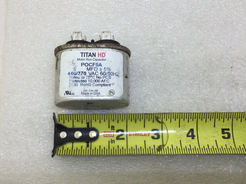 Titan HD POCF5A 5MFD +/-5% 440/370Vac 60/50Hz Motor Run Capacitor