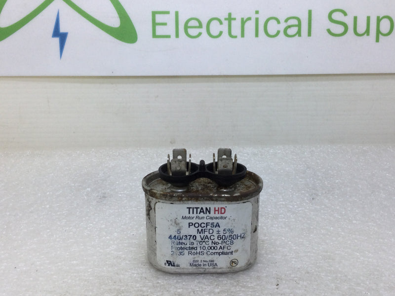 Titan HD POCF5A 5MFD +/-5% 440/370Vac 60/50Hz Motor Run Capacitor