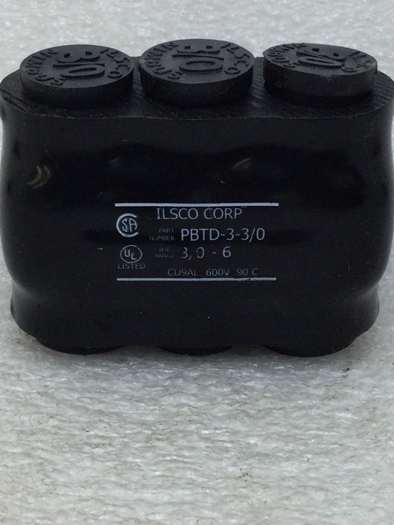 ILSCO PBTD-3-3/0 Nimbus4Flex Insulated Flexible Aluminum Multi-Tap Connector, Conductor Range 3/0-6, Flex 2/0-6 H,I,K,DLO 1-6 M, 3 Ports, Dual Sided Entry, Tin Plated, UL, CSA